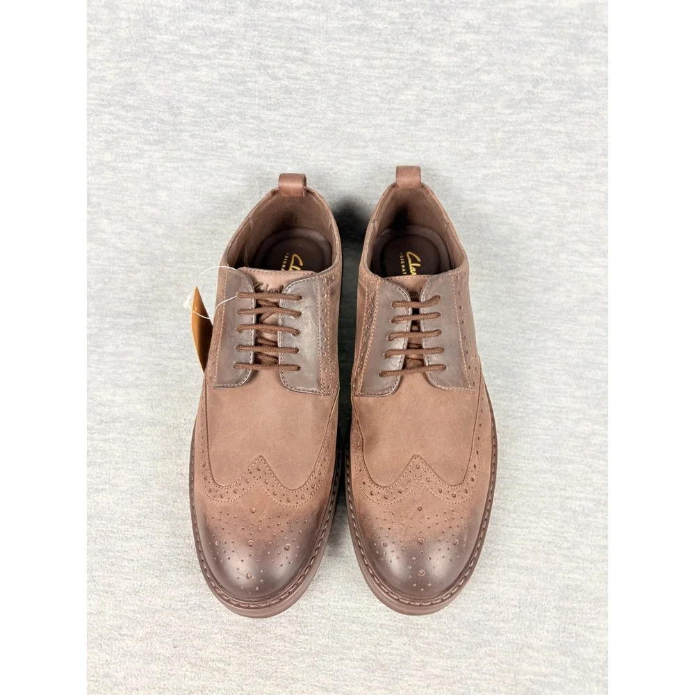 Clarks Aldwin Limit Brown Leather Wingtip Oxford Dress Shoes Mens 9.5 M 83254